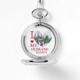 I Love My Husband Custom Heart Photo Armbandsur