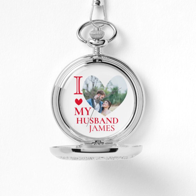 I Love My Husband Custom Heart Photo Armbandsur (Framsida)