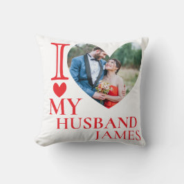 I Love My Husband Custom Photo Heart Kudde