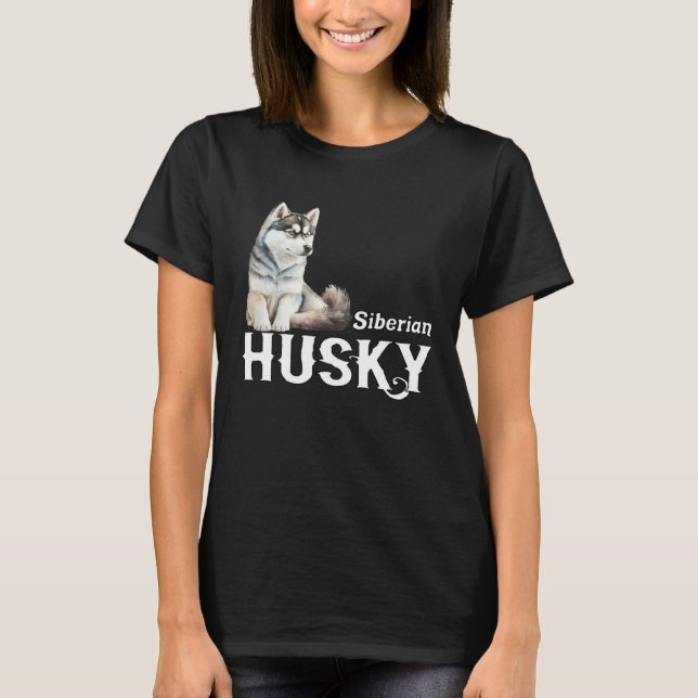I Love My Husky Cute Sled Dog Siberian Husky T Shirt (Framsida)