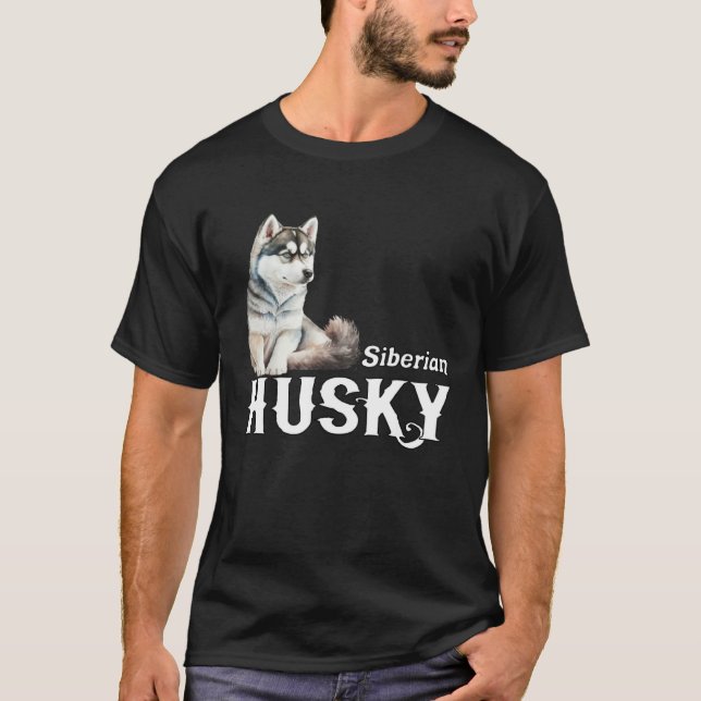 I Love My Husky Cute Sled Dog Siberian Husky T Shirt (Framsida)