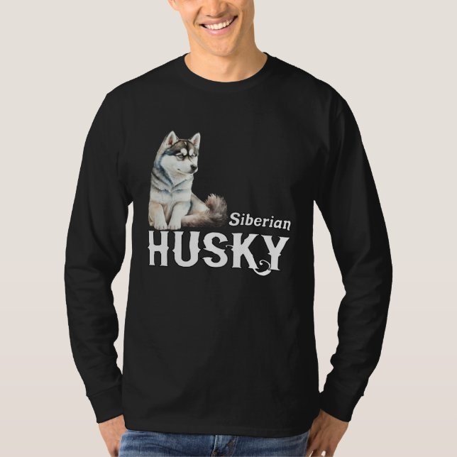 I Love My Husky Cute Sled Dog Siberian Husky T Shirt (Framsida)