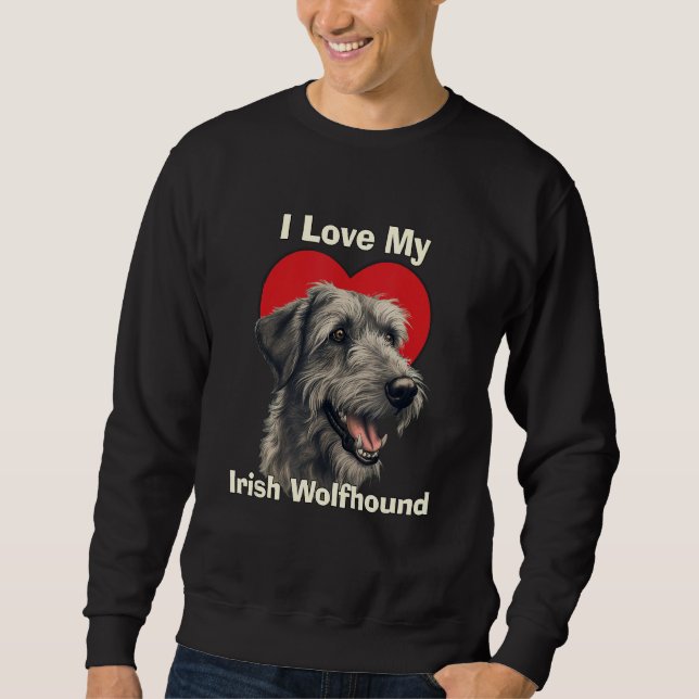 I Love My Irish Wolfhound Puppy Dog Lång Ärmad Tröja (Framsida)
