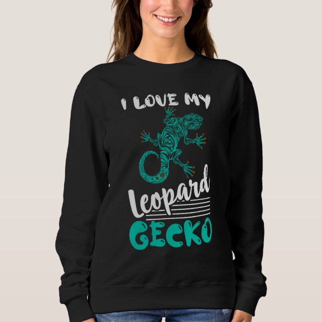I Love My Leopard Gecko Lizard  Reptile T Shirt (Framsida)