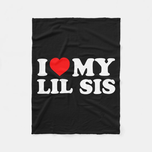 I Love My Lil Sis Red Heart  Fleecefilt (Framsidan)