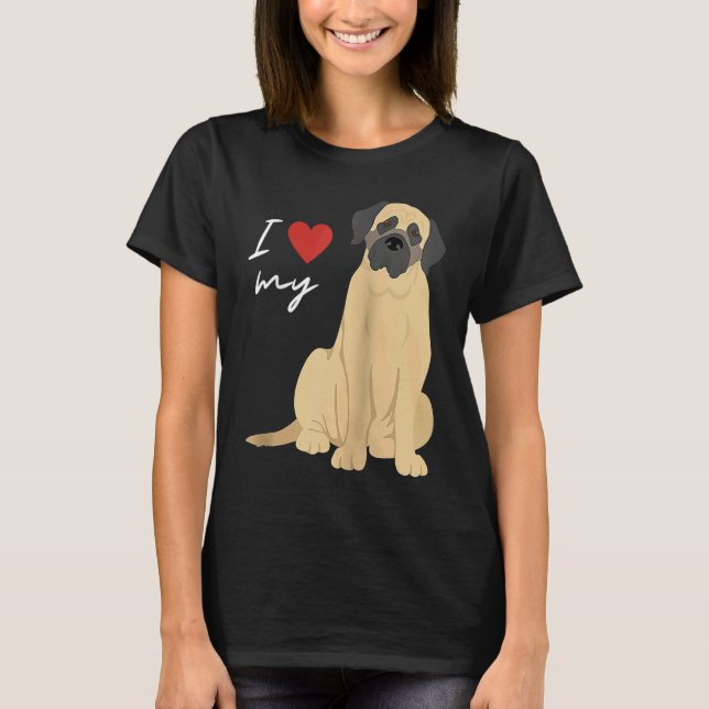 I Love My Mastiff Dog  Raglan Baseball T Shirt (Framsida)