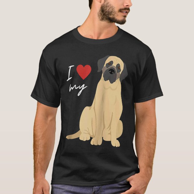 I Love My Mastiff Dog  Raglan Baseball T Shirt (Framsida)