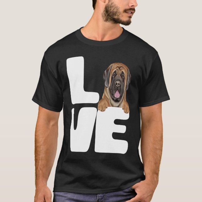 I Love My Mastiff Dog T Shirt (Framsida)