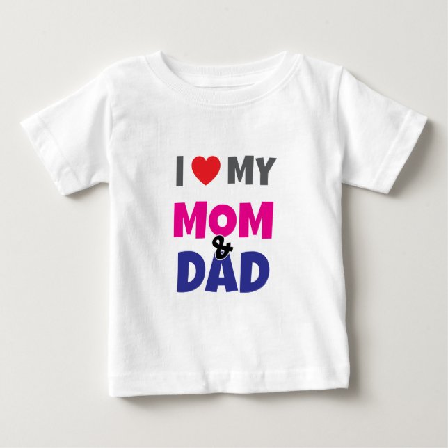 I Love my Mom Dad - Heart  Baby Toddler T-shirt (Framsida)