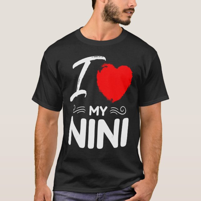 I Love My Nini Cute Mother Grandma Matching Family T Shirt (Framsida)