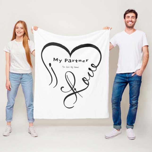 I Love My Partner - You Are My Home Throw Pillow Fleecefilt (På plats)