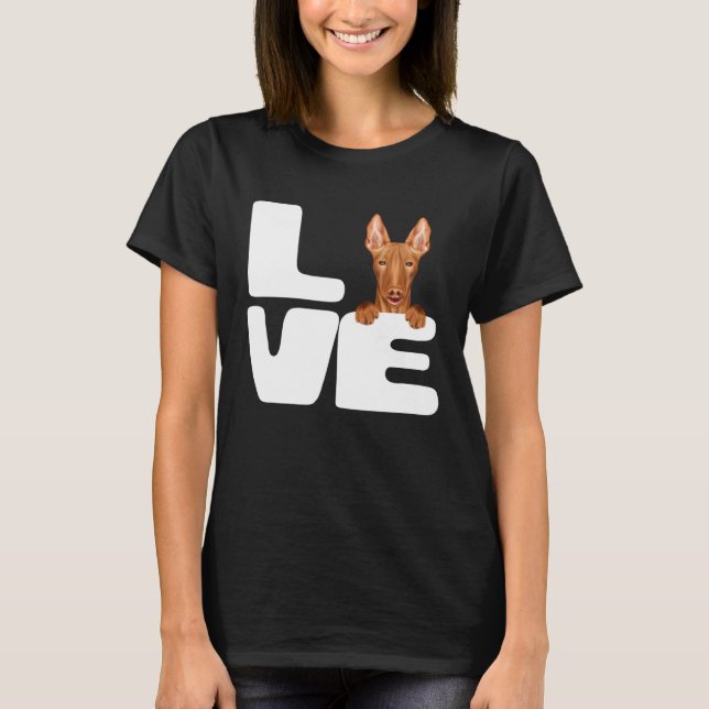 I Love My Pharaoh Hound Dog T Shirt (Framsida)