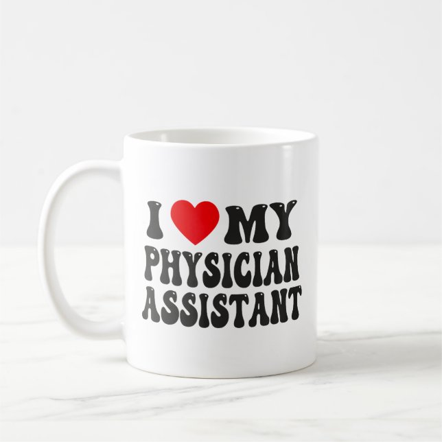 I Love My Physician Assistant Funny Valentine Red  Kaffemugg (Vänster)