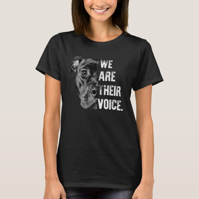 I Love My Pitbull We re Their Voice Black Pitbull T Shirt (Framsida)