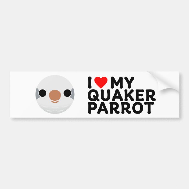 I LOVE MY QUAKER PARROT – grey Bildekal (Framsidan)