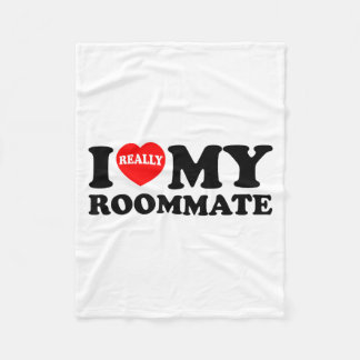 I Love My Roomate Heart Funny Party Gifts Valentin Fleecefilt