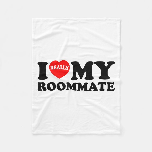 I Love My Roomate Heart Funny Party Gifts Valentin Fleecefilt (Framsidan)