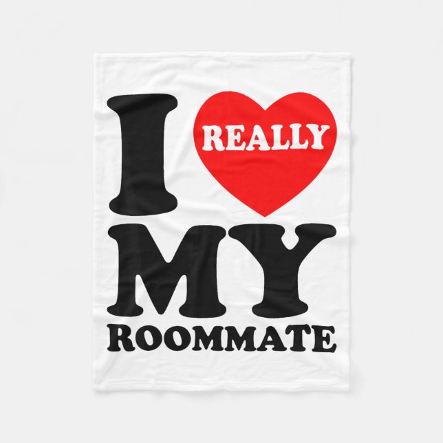 I Love My Roomate Heart Funny Party Gifts Valentin Fleecefilt (Framsidan)
