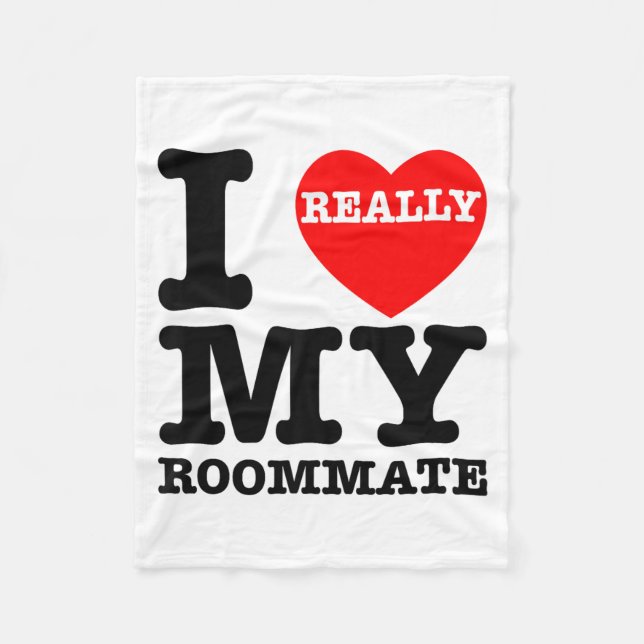 I Love My Roomate Heart Funny Party Gifts Valentin Fleecefilt (Framsidan)