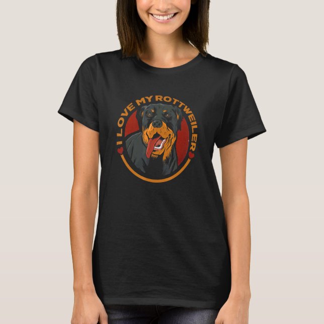 I Love My Rottweiler Dog Owner Heart Rottie T Shirt (Framsida)