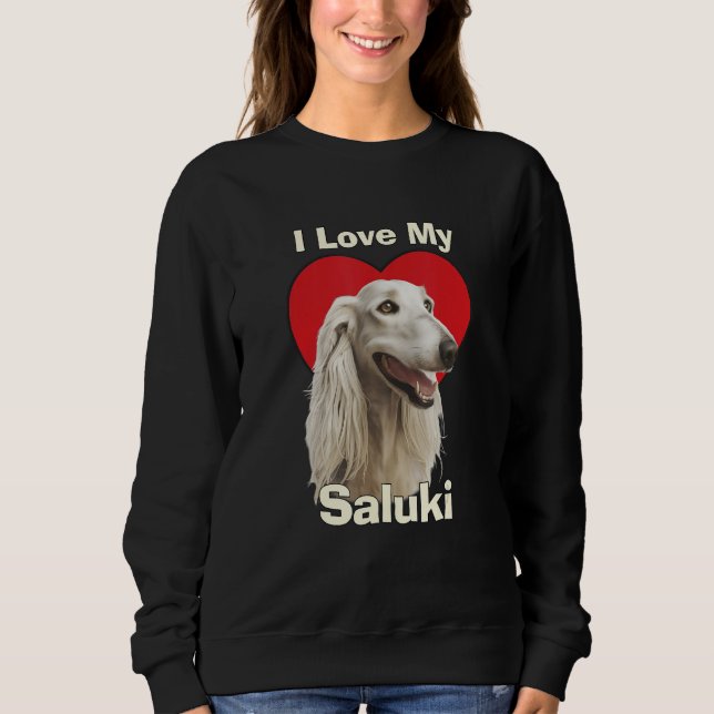 I Love My Saluki Puppy Dog T Shirt (Framsida)