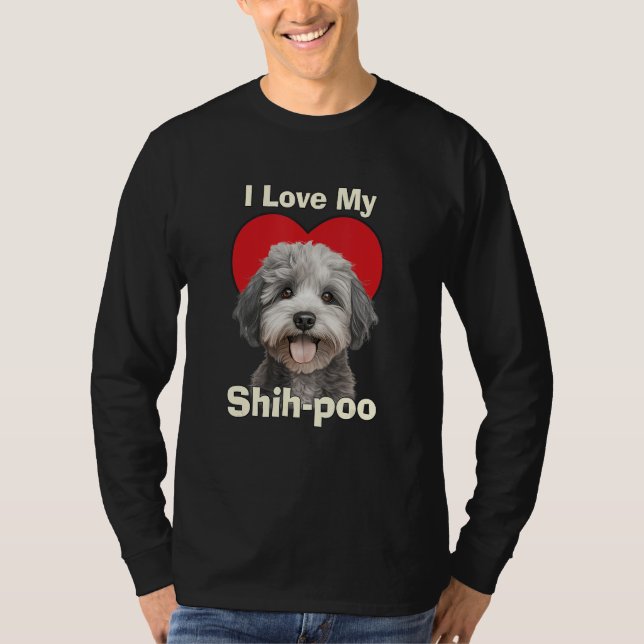 I Love My Shihpoo Shih-poo Puppy Dog T Shirt (Framsida)