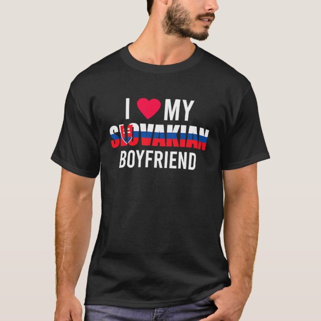 I Love My Slovakian Boyfriend Valentines Day T Shirt (Framsida)