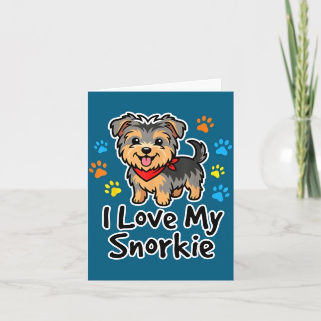 I Love My Snorkie Cute Schnauzer Yorkie Mix Dog Lo Kort (Framsida)