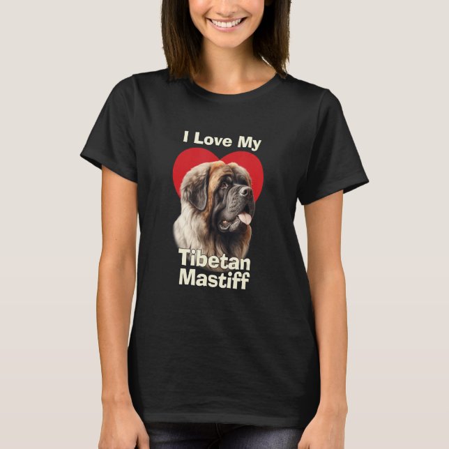 I Love My Tibetan Mastiff Puppy Dog T Shirt (Framsida)