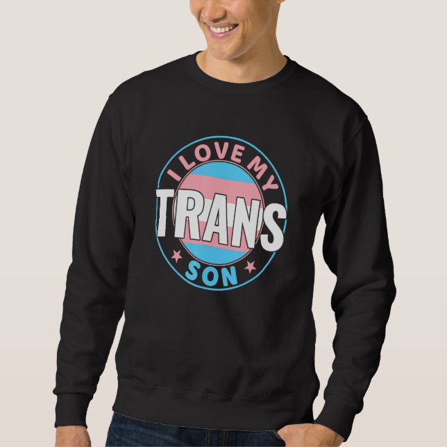I Love my Transgender Son Parents Trans Pride LGBT Lång Ärmad Tröja (Framsida)