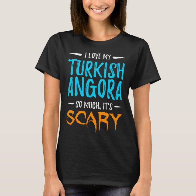 I Love My Turkish Angora Cat Mom Scary Halloween T Shirt (Framsida)