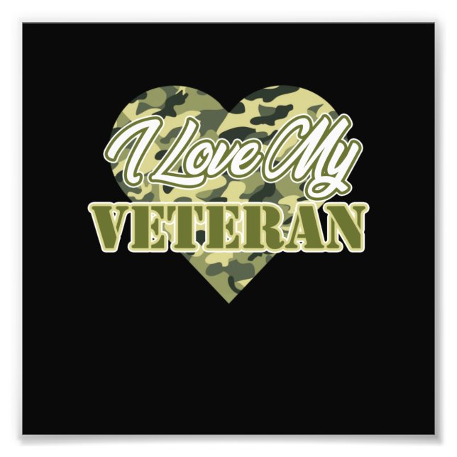 I Love My Veteran Happy Veterans Day Support Fototryck (Framsidan)