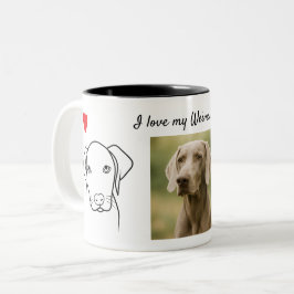 I love my Weimaraner Dog Photo Drawing Hearts Två-Tonad Mugg