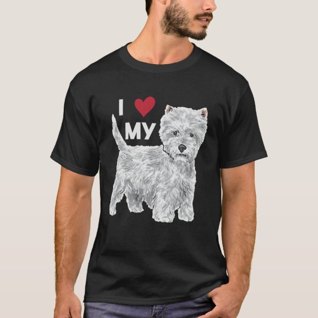 I Love My Westie West Highland White Terrier T Shirt (Framsida)