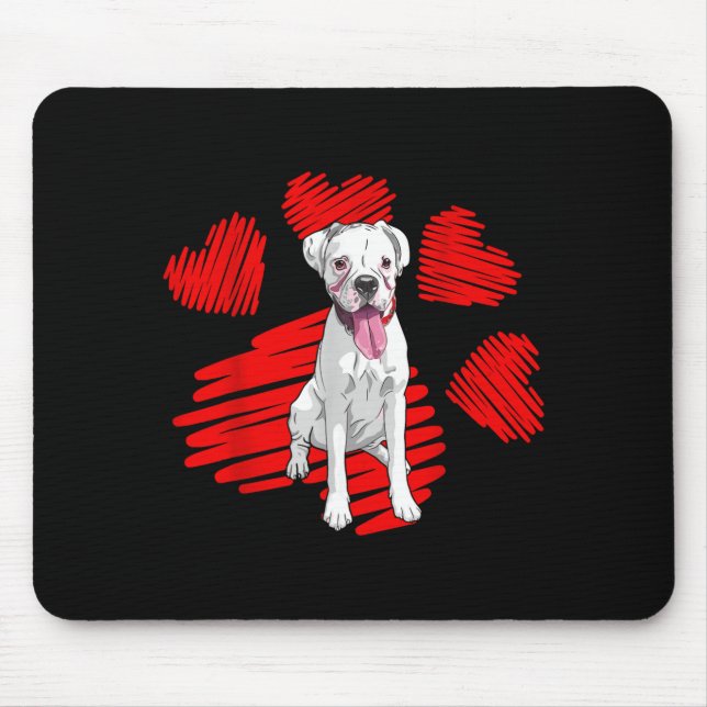 I Love My White Boxer Dog Paw Heart Valentines Day Musmatta (Framsidan)