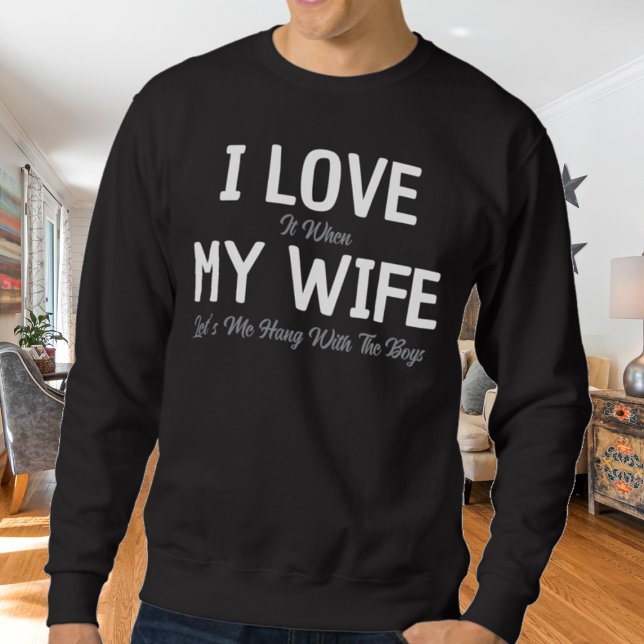 I Love My Wife Funny Husband Lång Ärmad Tröja (Skapare uppladdad)
