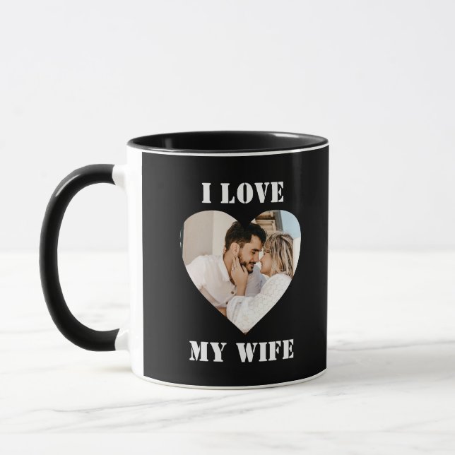 I Love My Wife Heart Custom Personalized Photo Mugg (Vänster)