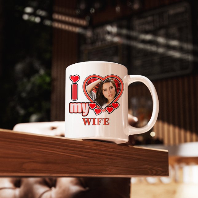 I Love My Wife Personalized Valentines Day Heart Kaffemugg (Skapare uppladdad)