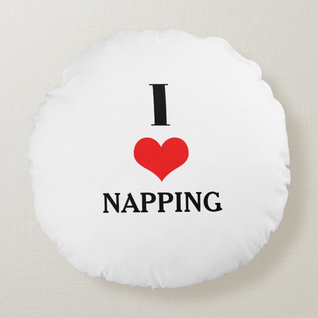 I Love Napping Red Heart Valentines Day Gift Favor Rund Kudde (Framsidan)