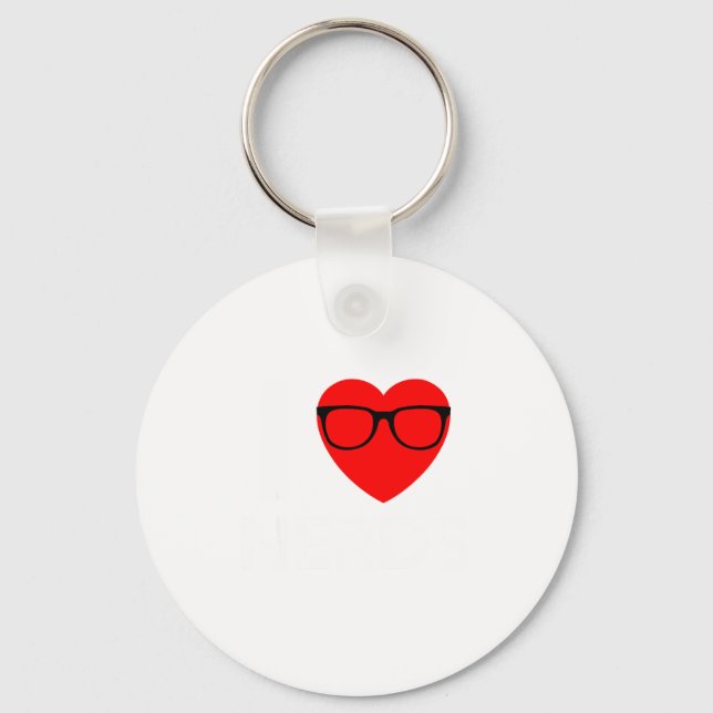 I Love Nerds Gles Funny Heart Valentines Gift Men  Nyckelring (Framsida)