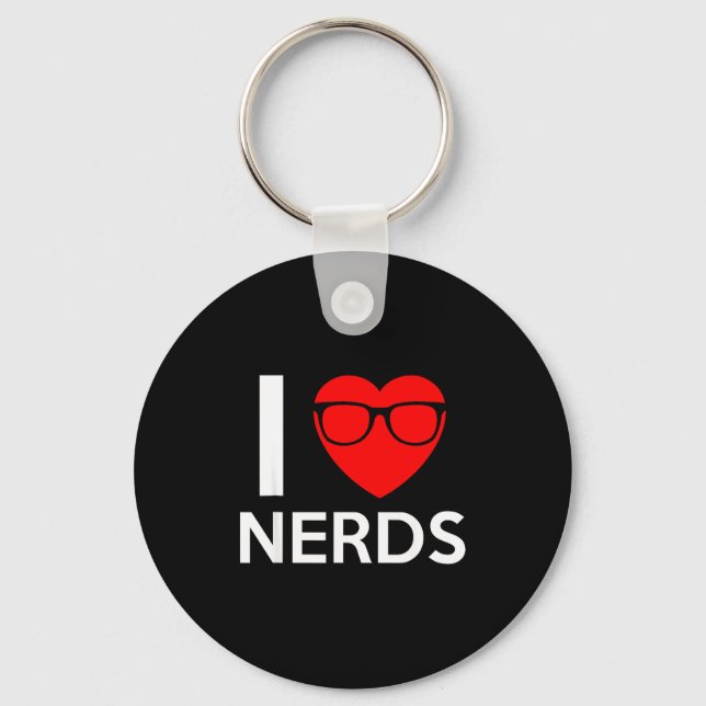 I Love Nerds Gles Funny Heart Valentines Gift Men  Nyckelring (Framsida)