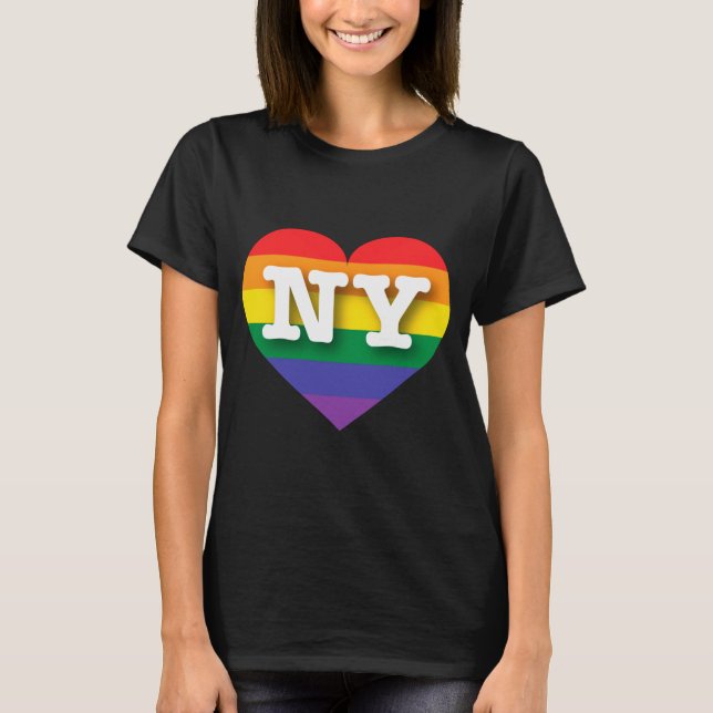 I Love New York Rainbow Heart  T Shirt (Framsida)