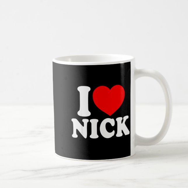 I Love Nick, I Heart Nick Name, Red Heart Valentin Kaffemugg (Höger)