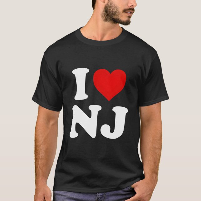 I Love Nj He New Jersey T Shirt (Framsida)