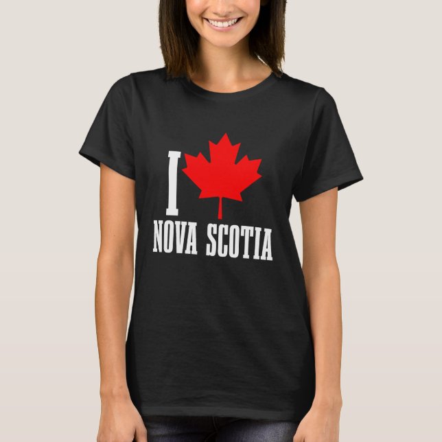 I Love Nova Scotia Maple Leaf Canada Canadian Flag T Shirt (Framsida)