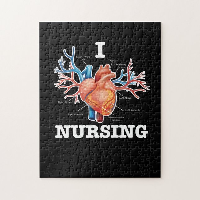 I Love Nursing Heart Anatomy Medical Pussel (Vertikal)