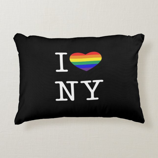 I Love NY - Gay Pride Rainbow Heart Classic Prydnadskudde (Framsidan)