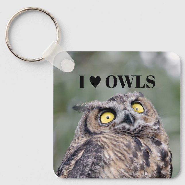 I Love Owls Keychain Nyckelring (Framsida)