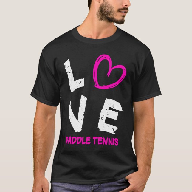 I Love Paddle Tennis Heart T Shirt (Framsida)
