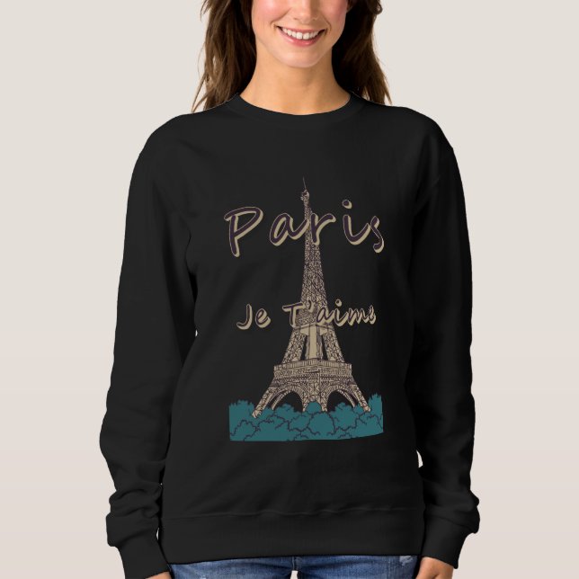 I Love Paris and Eiffel Tower Bonjour from France T Shirt (Framsida)